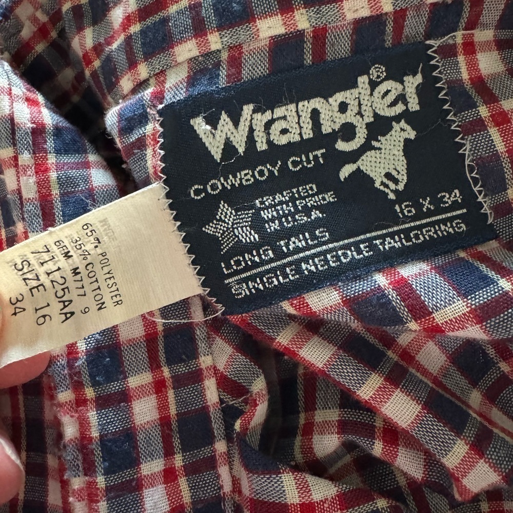 Wrangler Western Shirt Vintage Cowboy Cut Button Up Snap Shirt Size 16 | 34 - Picture 5 of 5